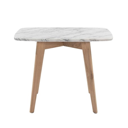 Kd 12 x 21 in. Cima Rectangular Italian Carrara White Marble Table with Oak Legs KD2547127